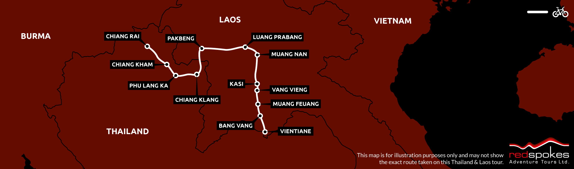 Example route for this cycling holiday in Example route for this cycling holiday