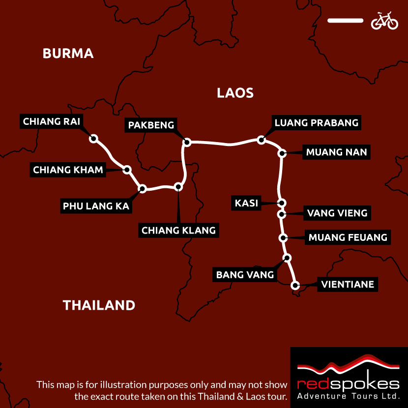 Example route for this cycling holiday in Example route for this cycling holiday